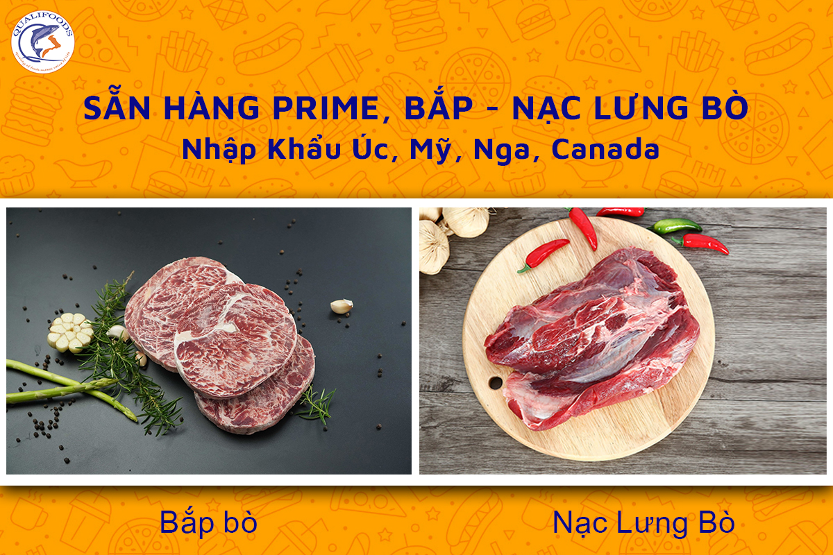 SẴN HÀNG PRIME, BẮP – NẠC LƯNG BÒ NHẬP KHẨU ÚC, MỸ, NGA, CANADA